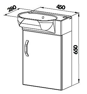 Dulap sub lavoar Martat Pera 45cm white + lavoar
