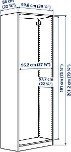 Dulap IKEA Pax/Fardal rafturi/bara 150x60x201 Alb/Lucios