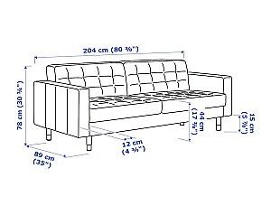 Canapea IKEA Landskrona Gunnared dark grey/metal (3 locuri)