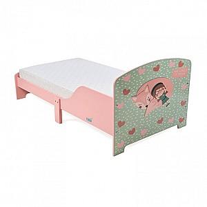 Pat copii Junior cu protecții laterale Pink Forest U-Grow