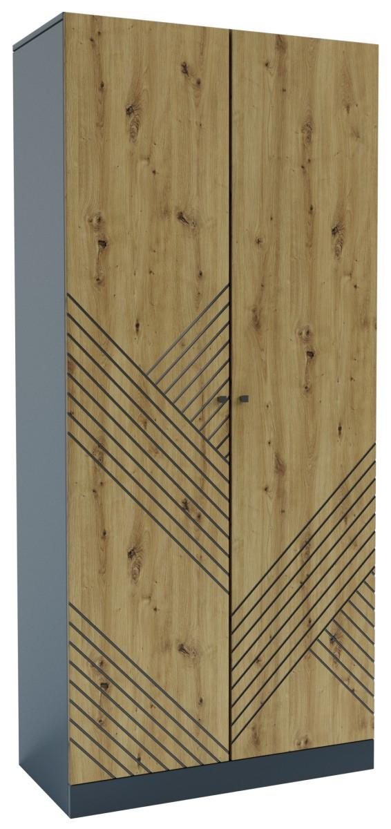 Dulap Confort-NV Bristol 2D Antracit(Gri)/Stejar Artizan(Maro)