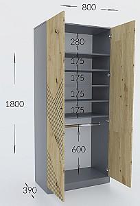 Dulap Confort-NV Bristol 2D Antracit(Gri)/Stejar Artizan(Maro)