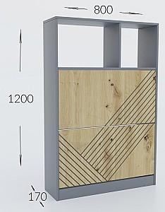 Dulap pentru incaltaminte Confort-NV Bristol Nr.2 Antracit(Gri)/Stejar Artizan(Maro)