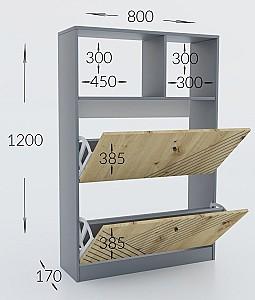 Dulap pentru incaltaminte Confort-NV Bristol Nr.2 Antracit(Gri)/Stejar Artizan(Maro)
