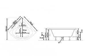 Cadă de baie Stelle Banyo Oriana-Alpina 150x150 cm