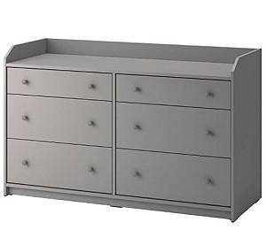 Comoda IKEA Hauga Gray 138×84 cm (6 sertare)