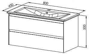 Dulap sub lavoar Martat Rino 80 Oak/Anthracite + lavoar