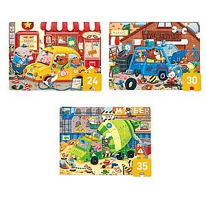 Puzzle Mideer Transportul Urban, 3 în 1, nivelul 3