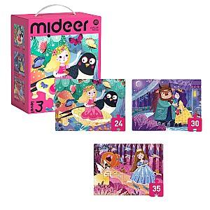 Puzzle Mideer Prințese din Povești, 3 în 1, nivelul 3 MD1479