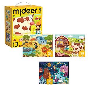 Puzzle Mideer Scene din Viața Animalelor, 3 în 1, nivelul 3 MD1480