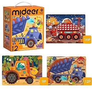 Puzzle Mideer Dinozauri-echipamente de construcție, nivelul 2 MD1476