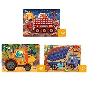 Puzzle Mideer Dinozauri-echipamente de construcție, nivelul 2 MD1476