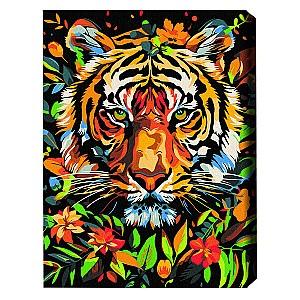 Tablou pe numere BrushMe Tigru în flori(BSB0026FC)