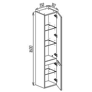 Dulap penal Bayro Bergamo 350x1600 Right Light Grey