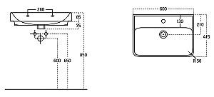 Lavoar baie Sanovit Neon 600x415x160