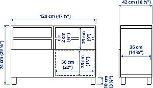Tumba pentru televizor IKEA Besta/Smeviken/Kabbarp 120x42x74 Alb
