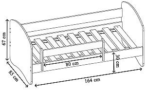 Pat copii Acma Meble Acma II 80x160 bariera/saltea 7cm Alb