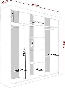 Dulap-cupe Prime Furniture Bill 3 200x205x59 Alb