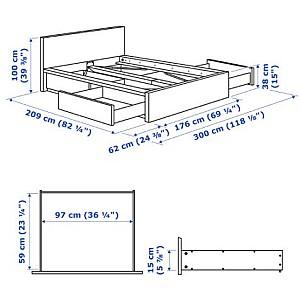Pat IKEA Malm White Lonset 160×200 cm (4 cutii depozitare)