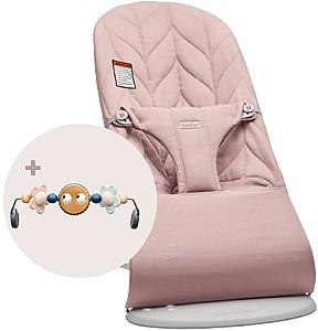 Leagan BabyBjorn Bliss Dusty Pink, bumbac cu jucărie educativă