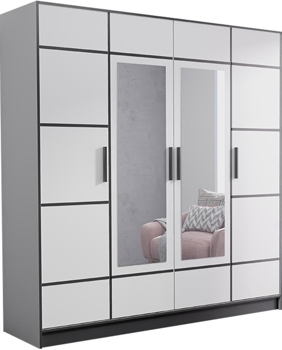 Dulap Prime Furniture Roj 4D 207 with decorative stripes White/Black