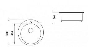 Chiuveta de bucatarie Tornado SOLEI D 500 Black