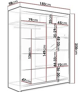 Dulap-cupe Space Meble Camino III 150x200x58 Alb Mat