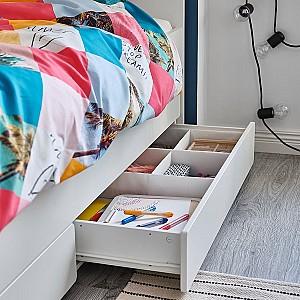 Pat IKEA Slakt cu pat retractabil/cu cutii depozitare 90x200 Alb