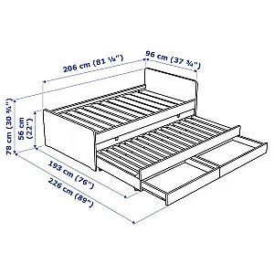Pat IKEA Slakt cu pat retractabil/cu cutii depozitare 90x200 Alb