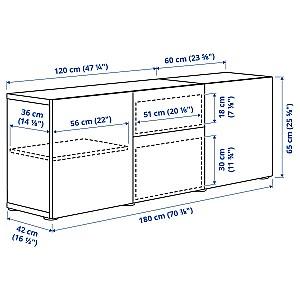 Dulap cu vitrina IKEA Besta white Lappviken / Sindvik glass white 180x42x65 cm