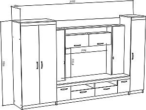 Living ML Mobila ML-2 Antracit/Stejar Craft Alb
