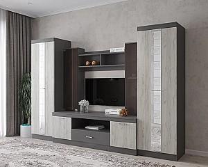 Living ML Mobila ML-6 (var.2 cu desen) Antracit/Stejar Kraft Alb