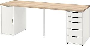 Masa pentru calculator IKEA Lagkapten/Alex 200x60 Alb/Aspect Stejar Alb