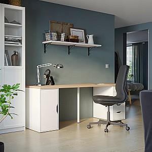 Masa pentru calculator IKEA Lagkapten/Alex 200x60 Alb/Aspect Stejar Alb