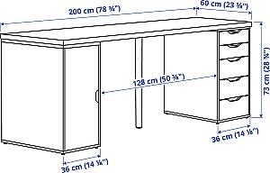 Masa pentru calculator IKEA Lagkapten/Alex 200x60 Alb/Aspect Stejar Alb