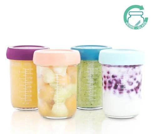 Set de recipiente alimentare Babymoov 4 boluri gradate din sticla 240 ml