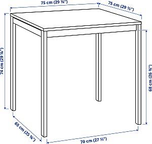 Set de masa si scaune IKEA Melltorp/Marius 75cm 1+2 Alb/Negru