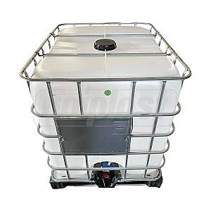 Butoi din plastic IBC 1000 L (alb) 1 m x 1 m x 1.2 m + robinet FI/FI D. 2" PIMTAS