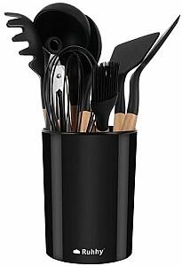 Set ustensile de bucatarie Ruhhy 21804 Black/Natural