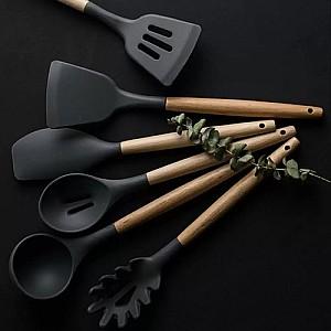 Set ustensile de bucatarie Ruhhy 21804 Black/Natural