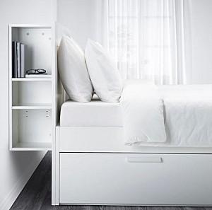 Pat IKEA Brimnes White Lonset 180×200 cm (4 cutii cu depozitare)