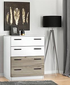 Comoda Modern Andi 4B Alb/Stejar Craft Gri (Bej)