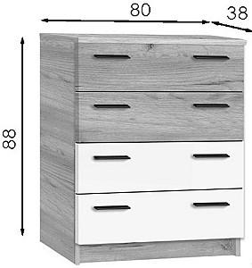 Comoda Modern Andi 4B Alb/Stejar Craft Gri (Bej)