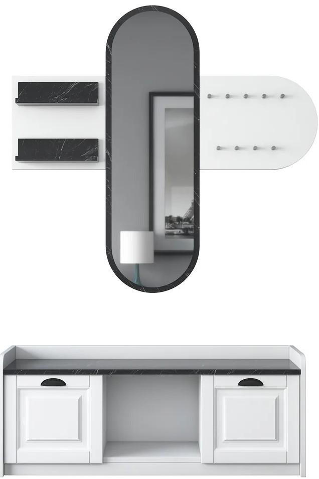 Antreu Mirage Meble EE101 Alb/Marmura Neagra