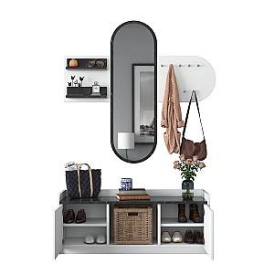 Antreu Mirage Meble EE101 Alb/Marmura Neagra