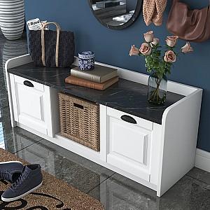 Antreu Mirage Meble EE101 Alb/Marmura Neagra