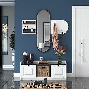 Antreu Mirage Meble EE101 Alb/Marmura Neagra
