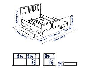 Pat IKEA Hemnes White/Luroy180x200 cm (4 cutii depozitare)