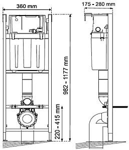 Instalatie wc incastrat cu cadru Wirquin Lineo+clapeta+vas WC ROCA+capac (55950003)