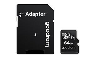 Card memorie Goodram micro SDHC Class10 64GB + SD adapter (M1AA-0640R12)